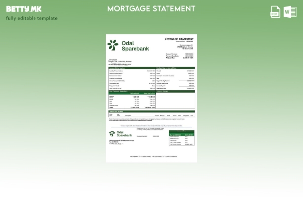 модерен стил Норвешка Odal Sparebank изјава за хипотека Шаблон за Word и PDF